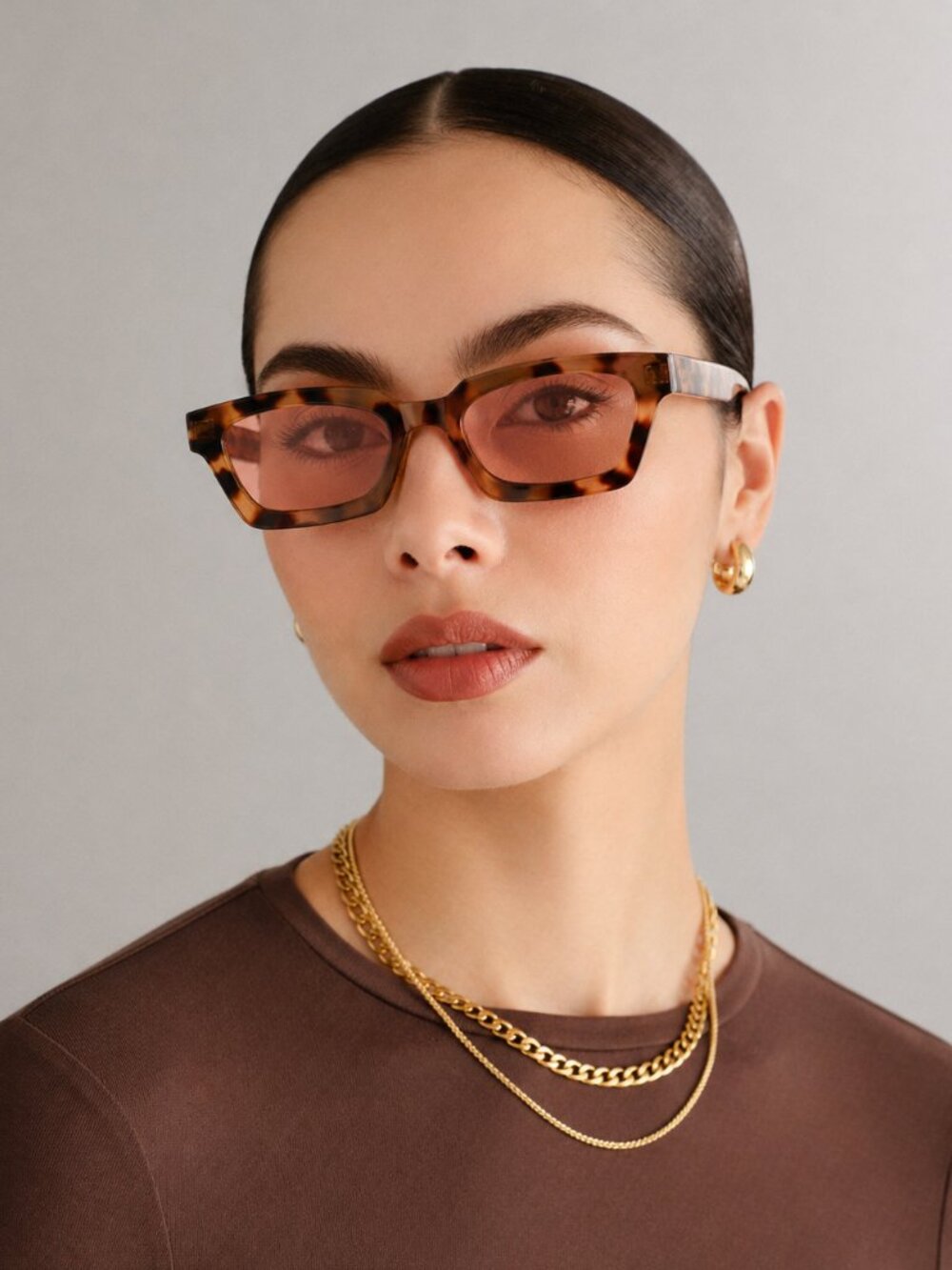 AIRE Sculptor Sunglasses Tortoise Rectangular Frame Brown Lenses